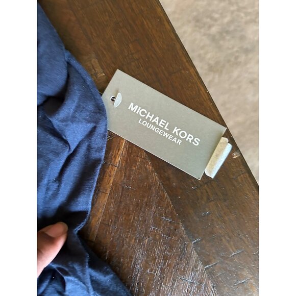 NWT Michael Kors Mens Navy Pajama Top With Contrast Piping Size M luxory comfy - Picture 4 of 6